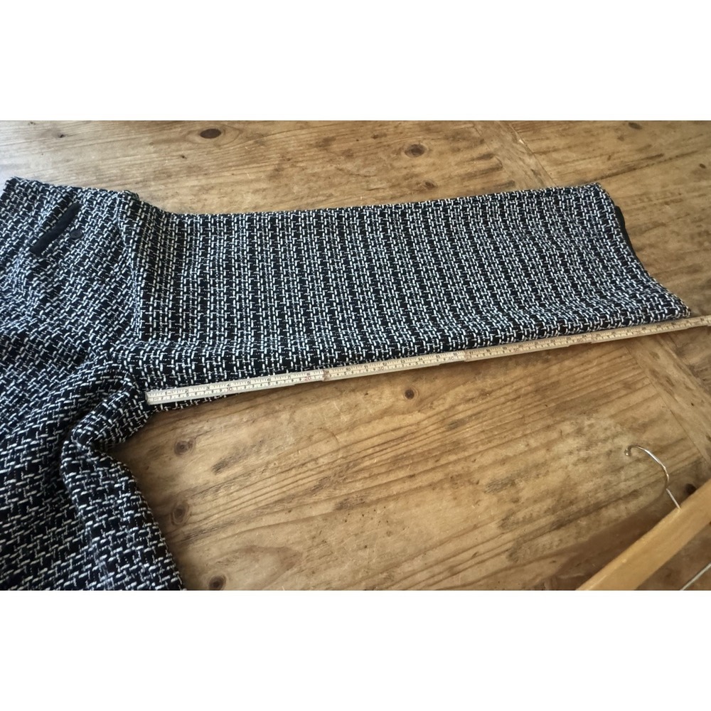 NY & Co Black White Tweed Wide Leg Crop Pants Sz M Textured Lined Zip High Rise - Picture 11 of 13